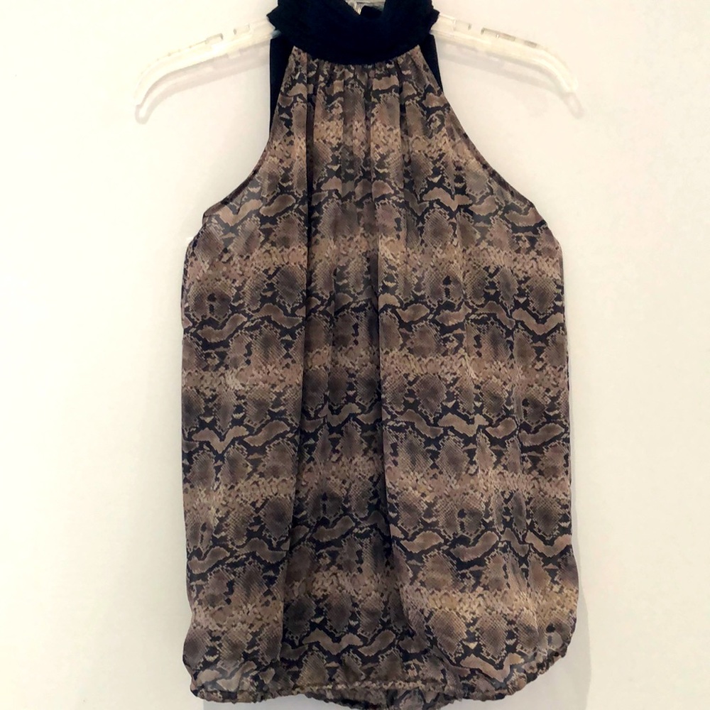 Zara Basic Sheer Snakeskin Pattern Halter Top. Br… - image 1